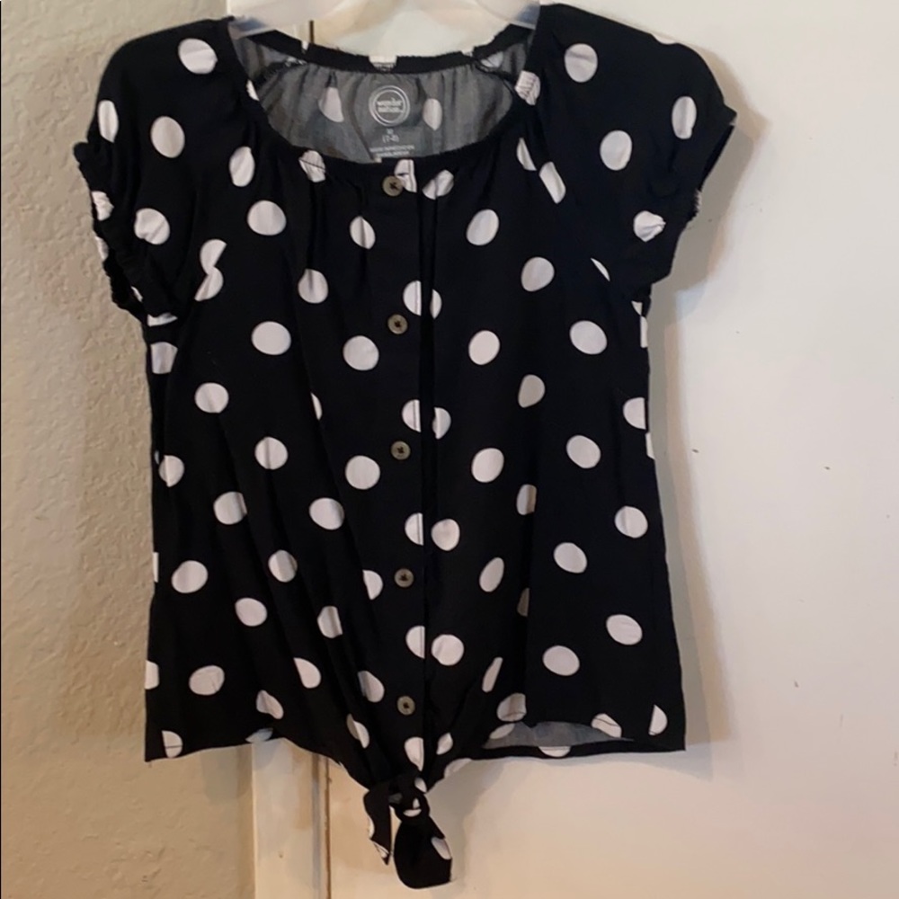 Black polkadot shirt